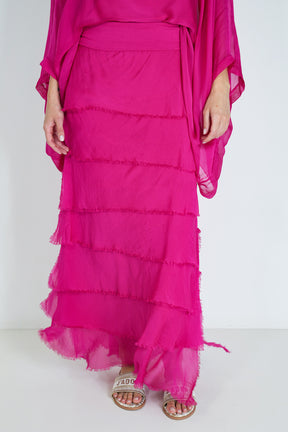 Cerise Silk Tier Skirt
