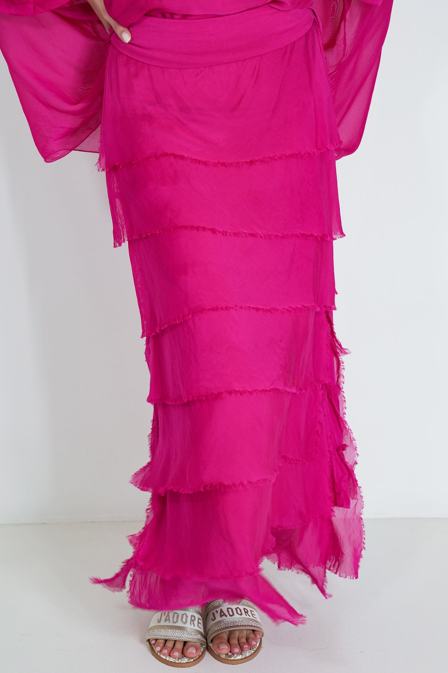 Cerise Silk Tier Skirt