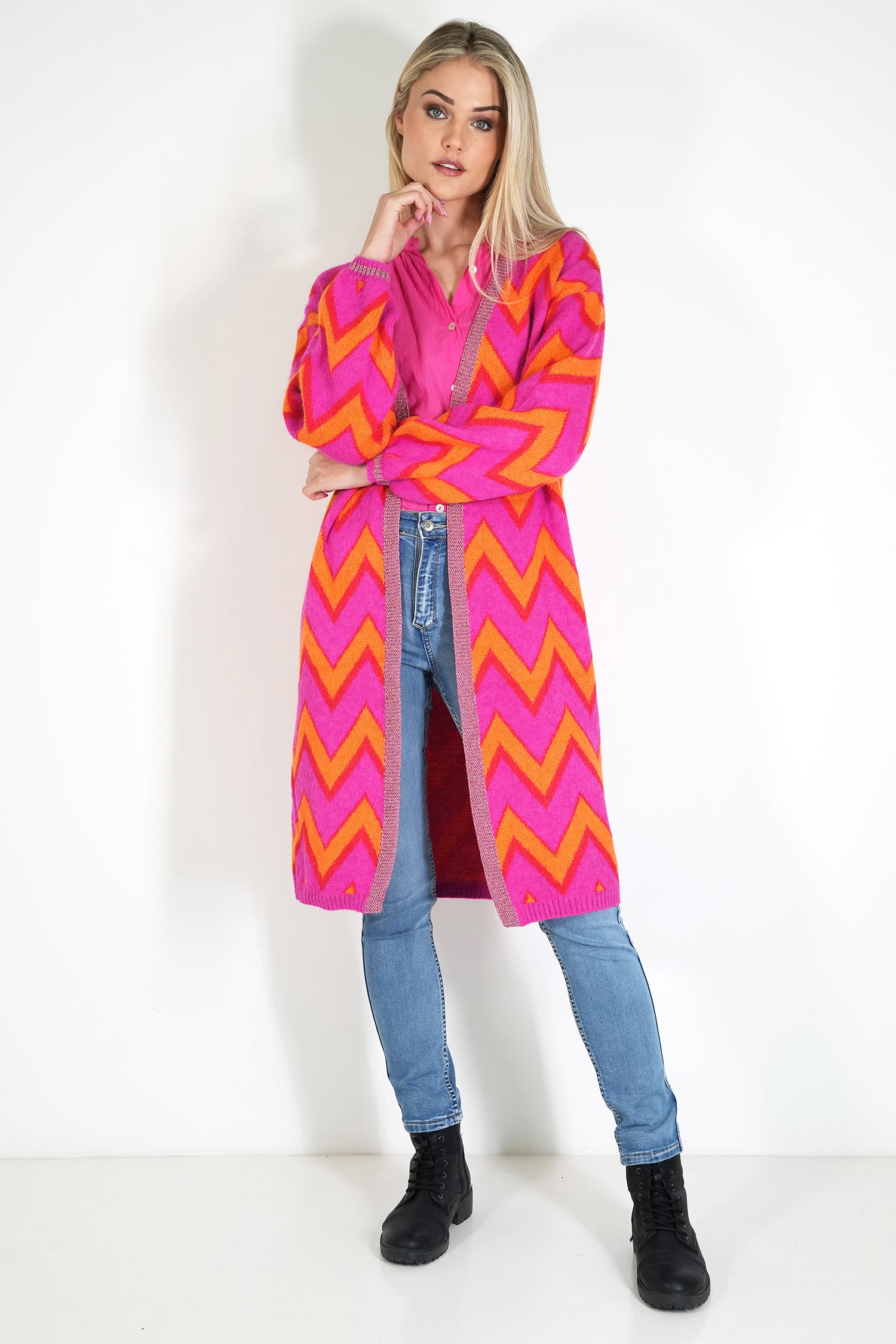 Zig Zag Cosy Longer Length Cardigan