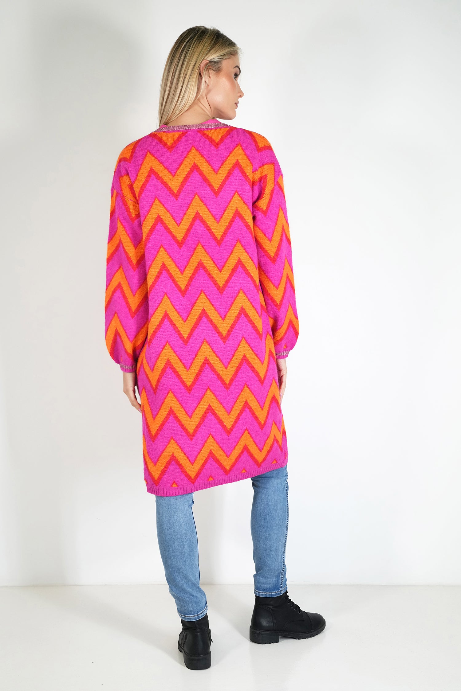 Zig Zag Cosy Longer Length Cardigan