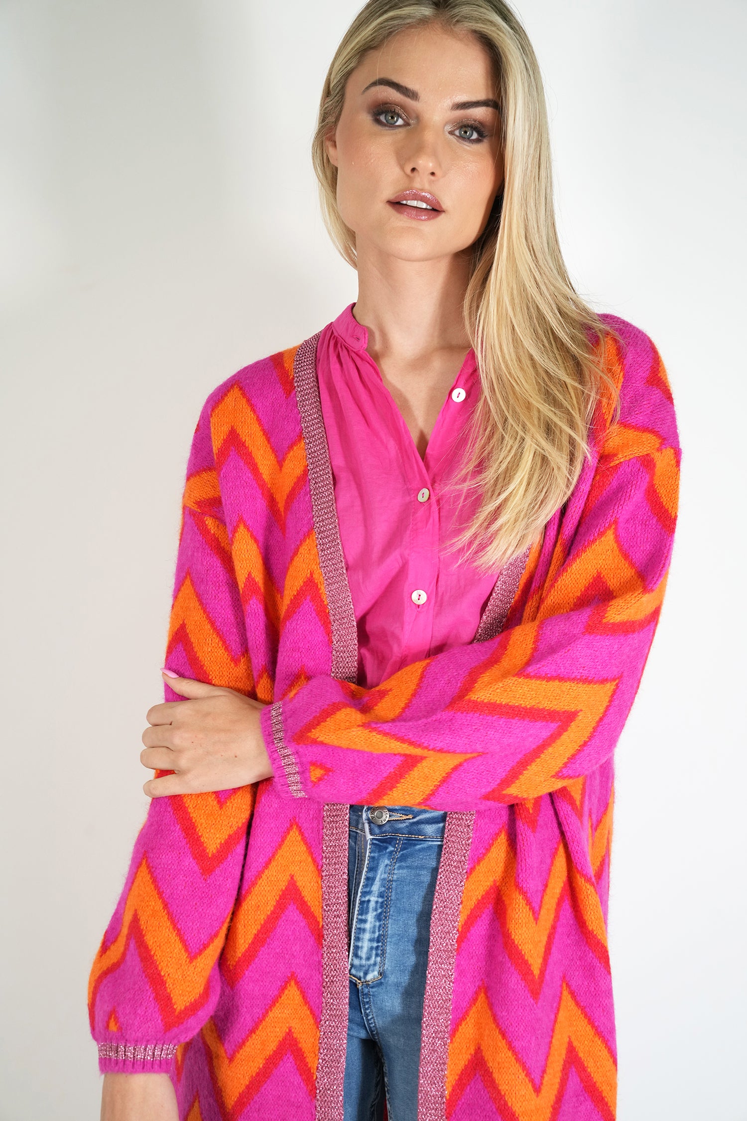 Zig Zag Cosy Longer Length Cardigan