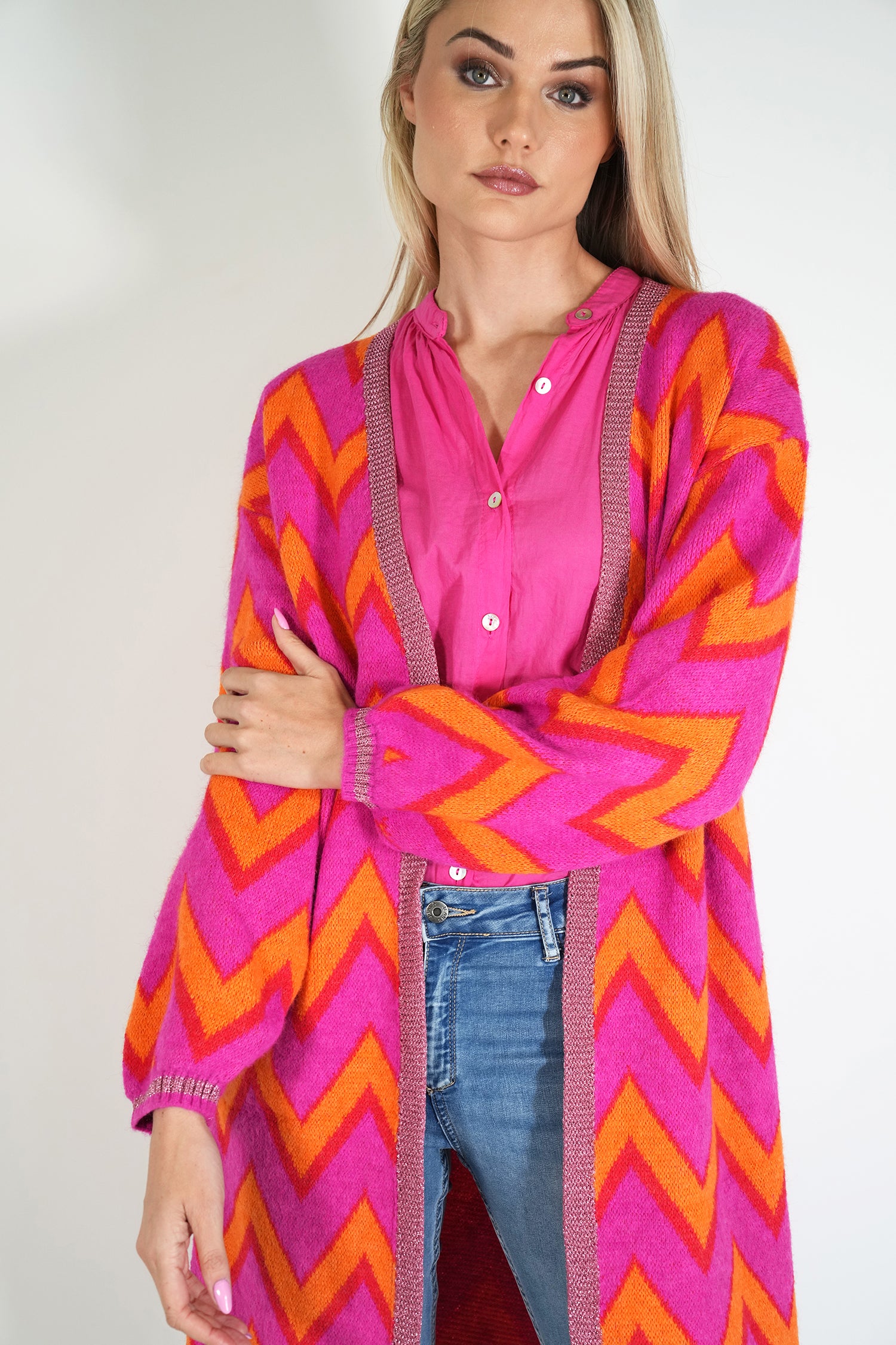 Zig Zag Cosy Longer Length Cardigan