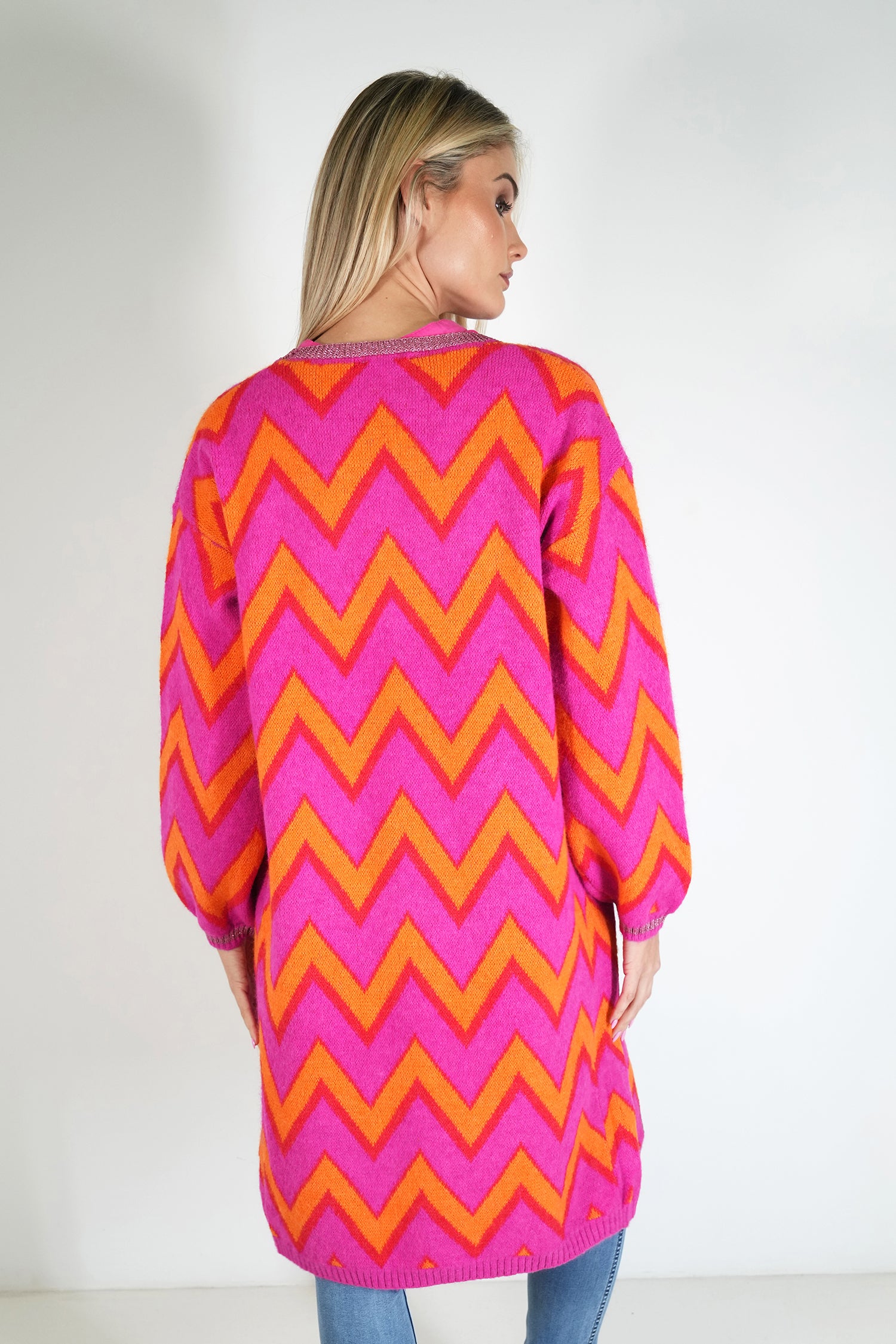 Zig Zag Cosy Longer Length Cardigan