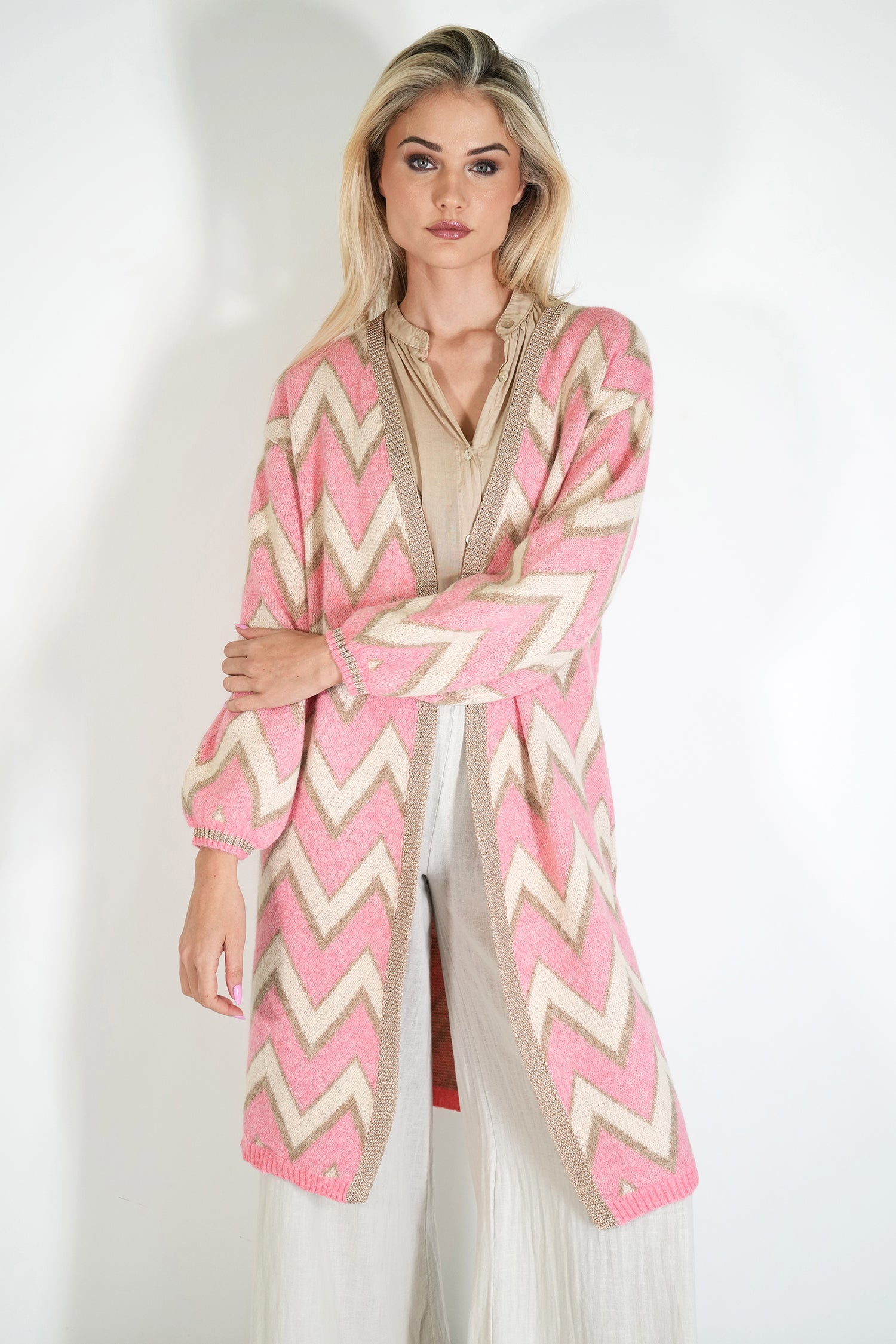 Zig Zag Cosy Longer Length Cardigan