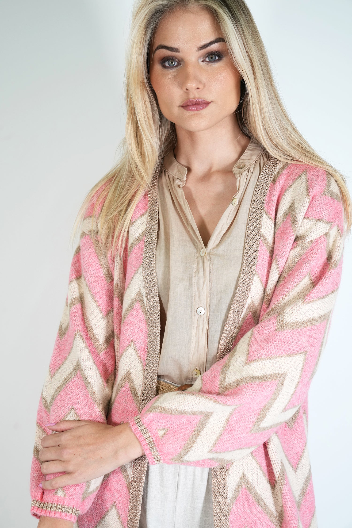 Zig Zag Cosy Longer Length Cardigan