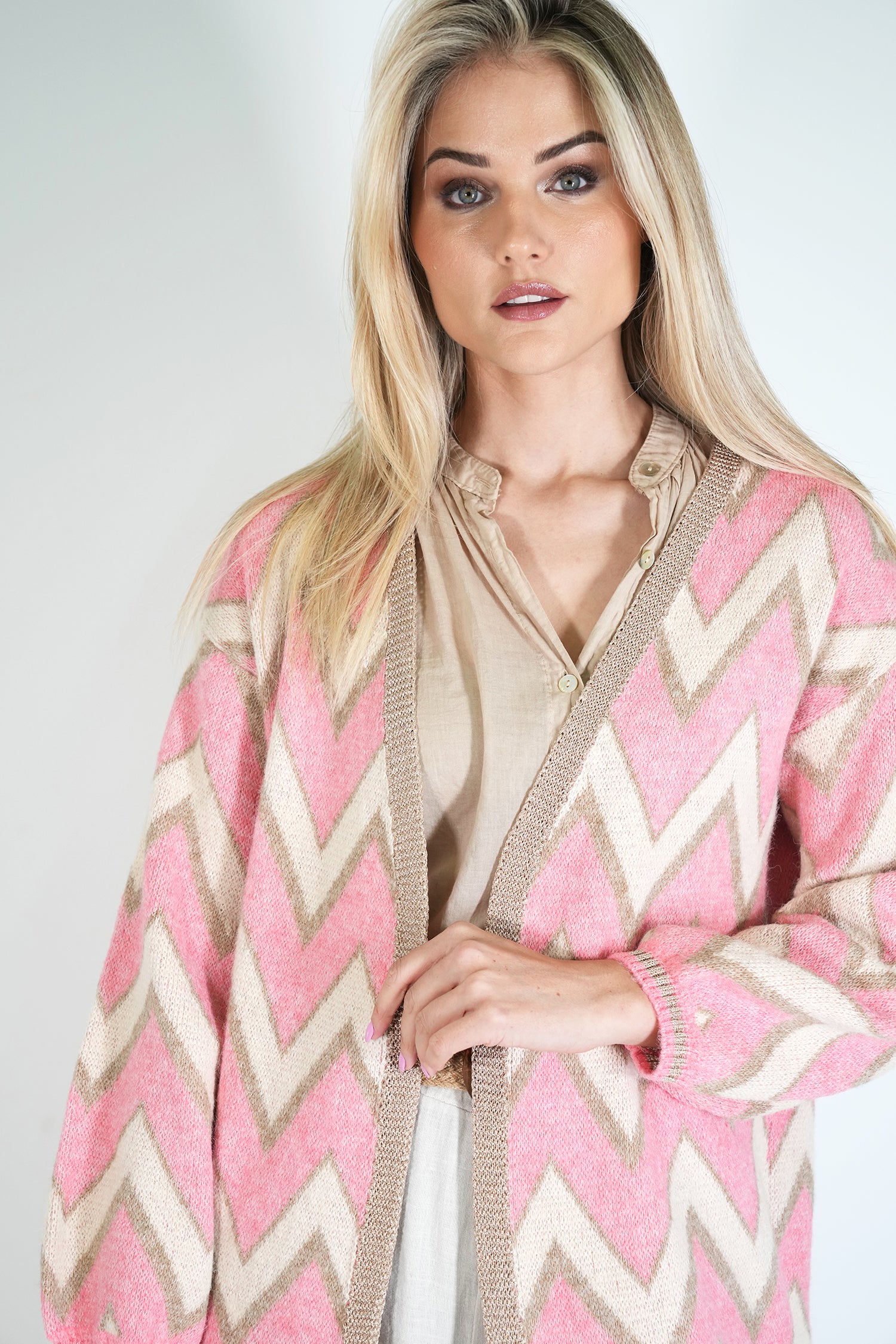 Zig Zag Cosy Longer Length Cardigan