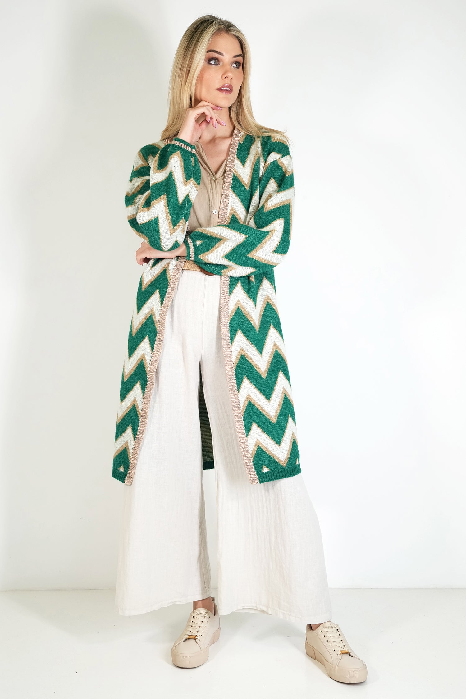 Zig Zag Cosy Longer Length Cardigan