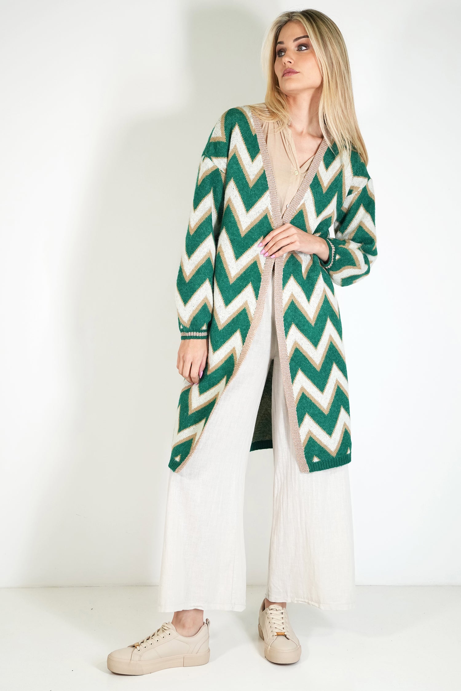 Zig Zag Cosy Longer Length Cardigan