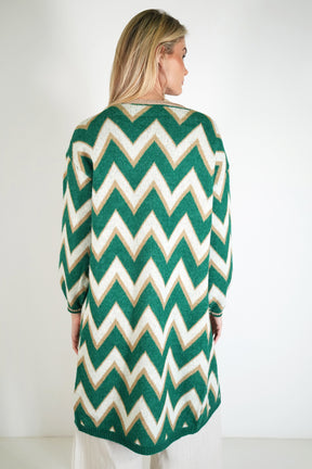 Zig Zag Cosy Longer Length Cardigan