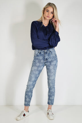 Floral Print Denim Jean