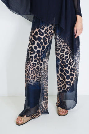 Ink Leopard Silk Harem Pant