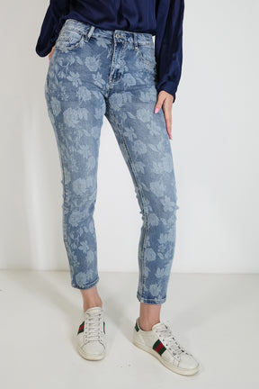 Floral Print Denim Jean