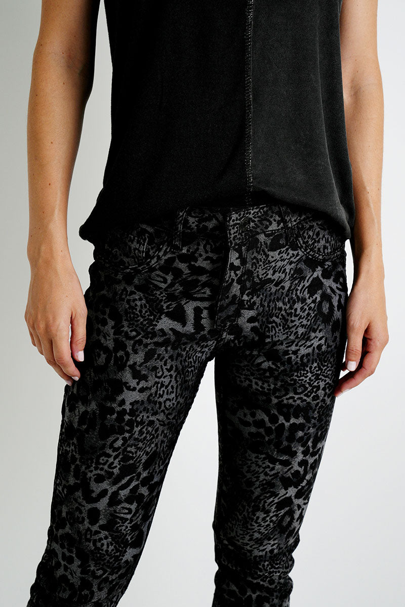 Black Leopard Reversible Jeans