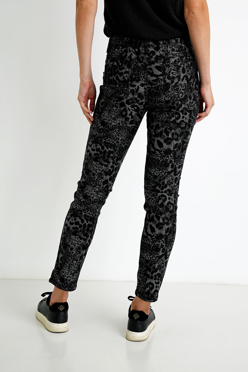 Black Leopard Reversible Jeans