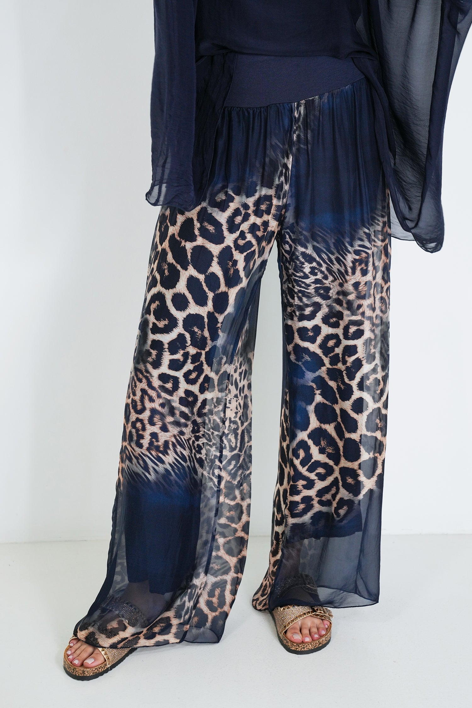 Ink Leopard Silk Harem Pant