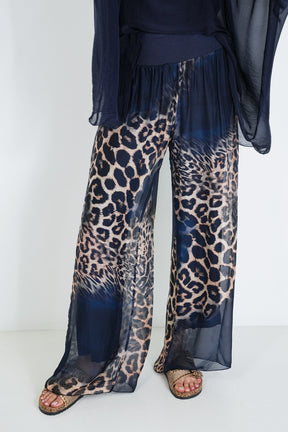 Ink Leopard Silk Harem Pant