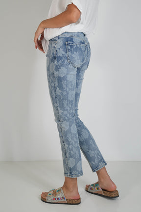 Floral Print Denim Jean