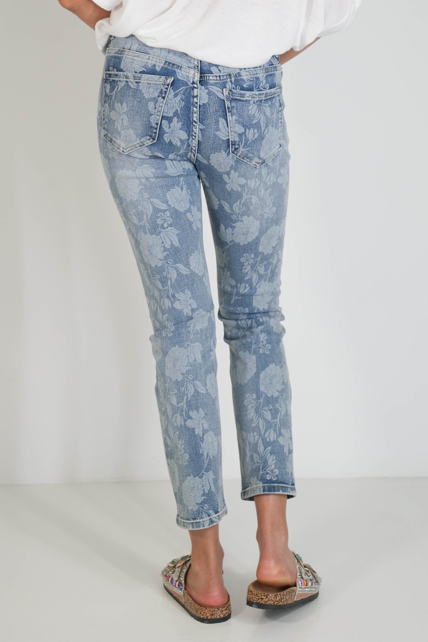 Floral Print Denim Jean