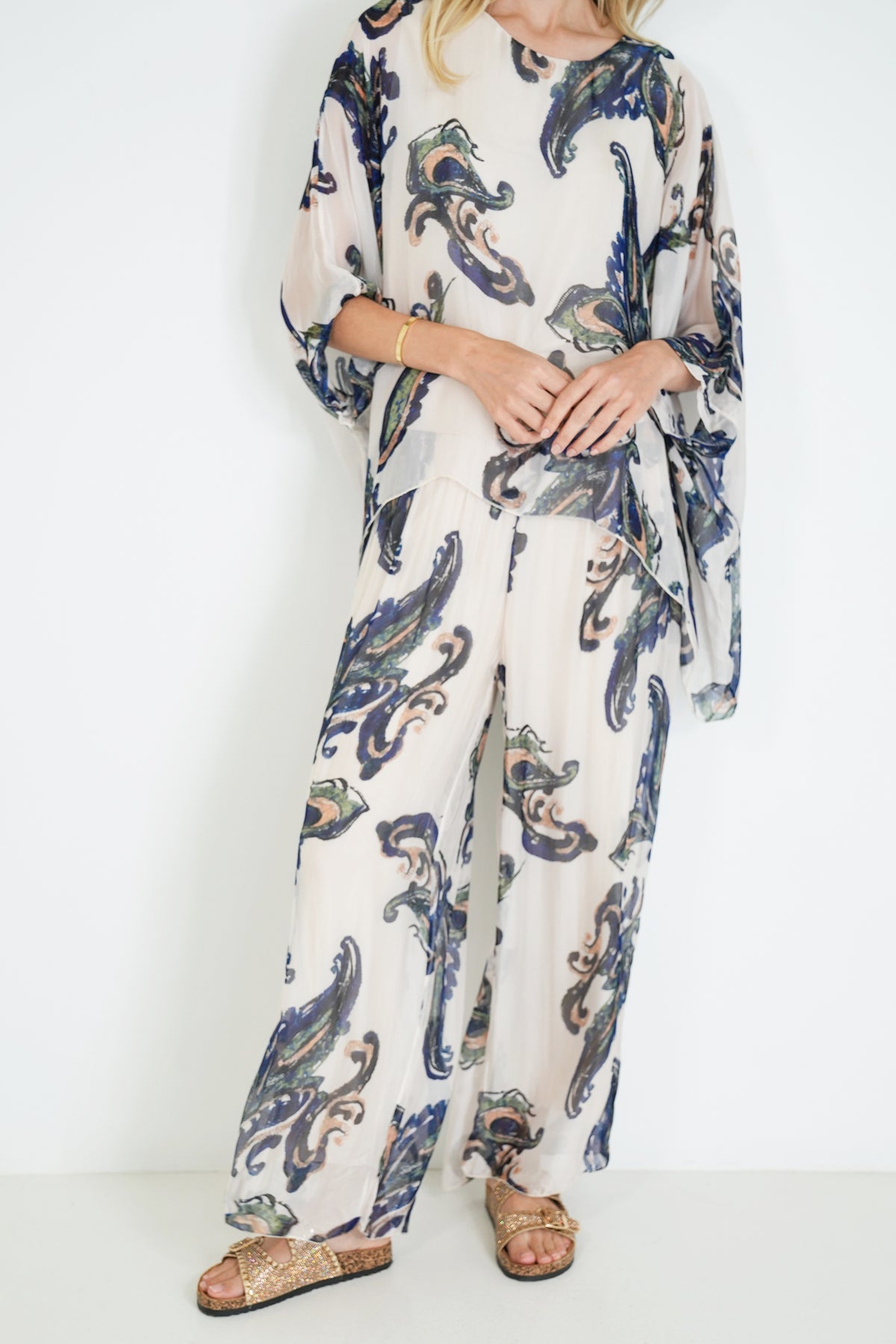 Navy Mary Silk Harem Pant