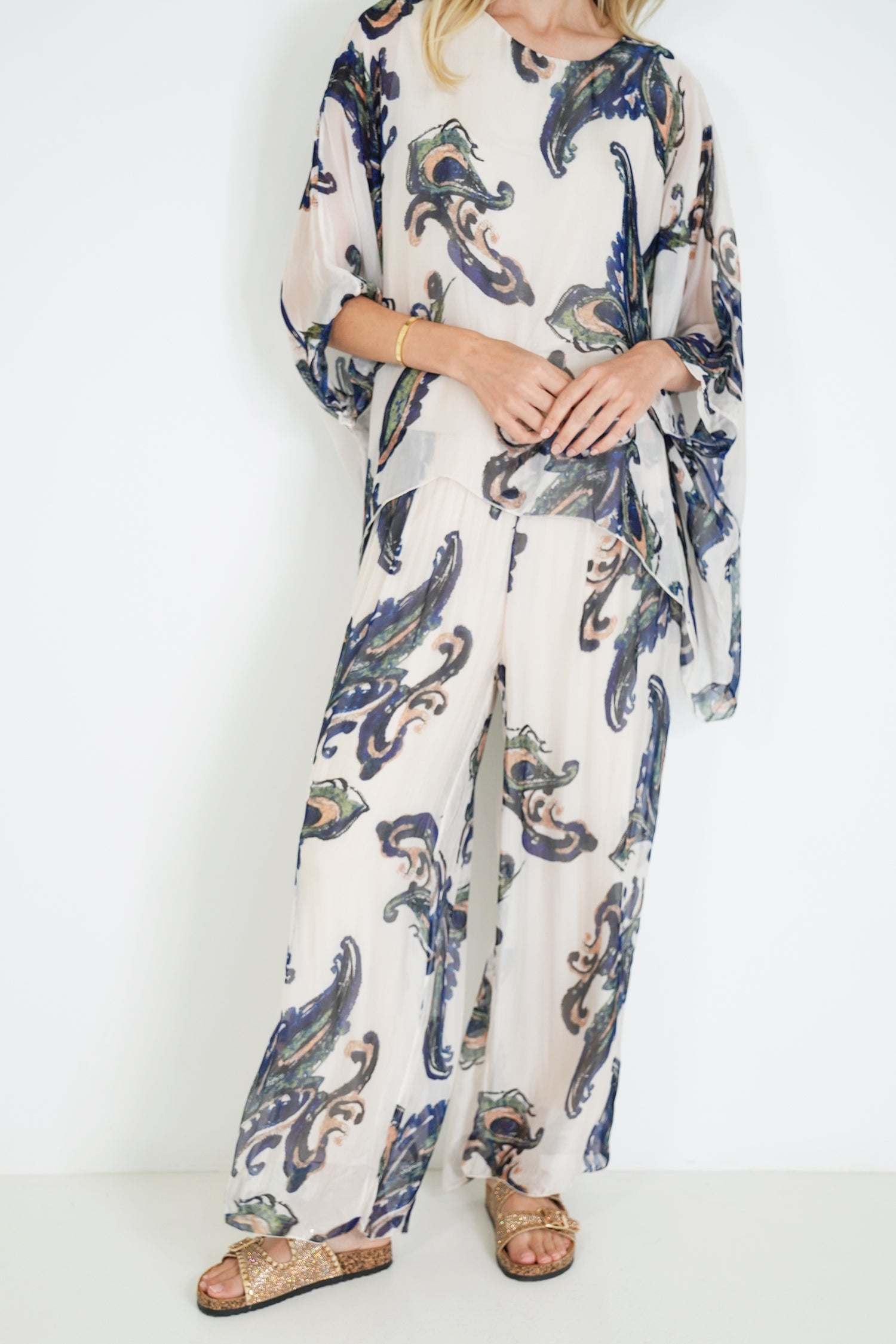 Navy Mary Silk Harem Pant