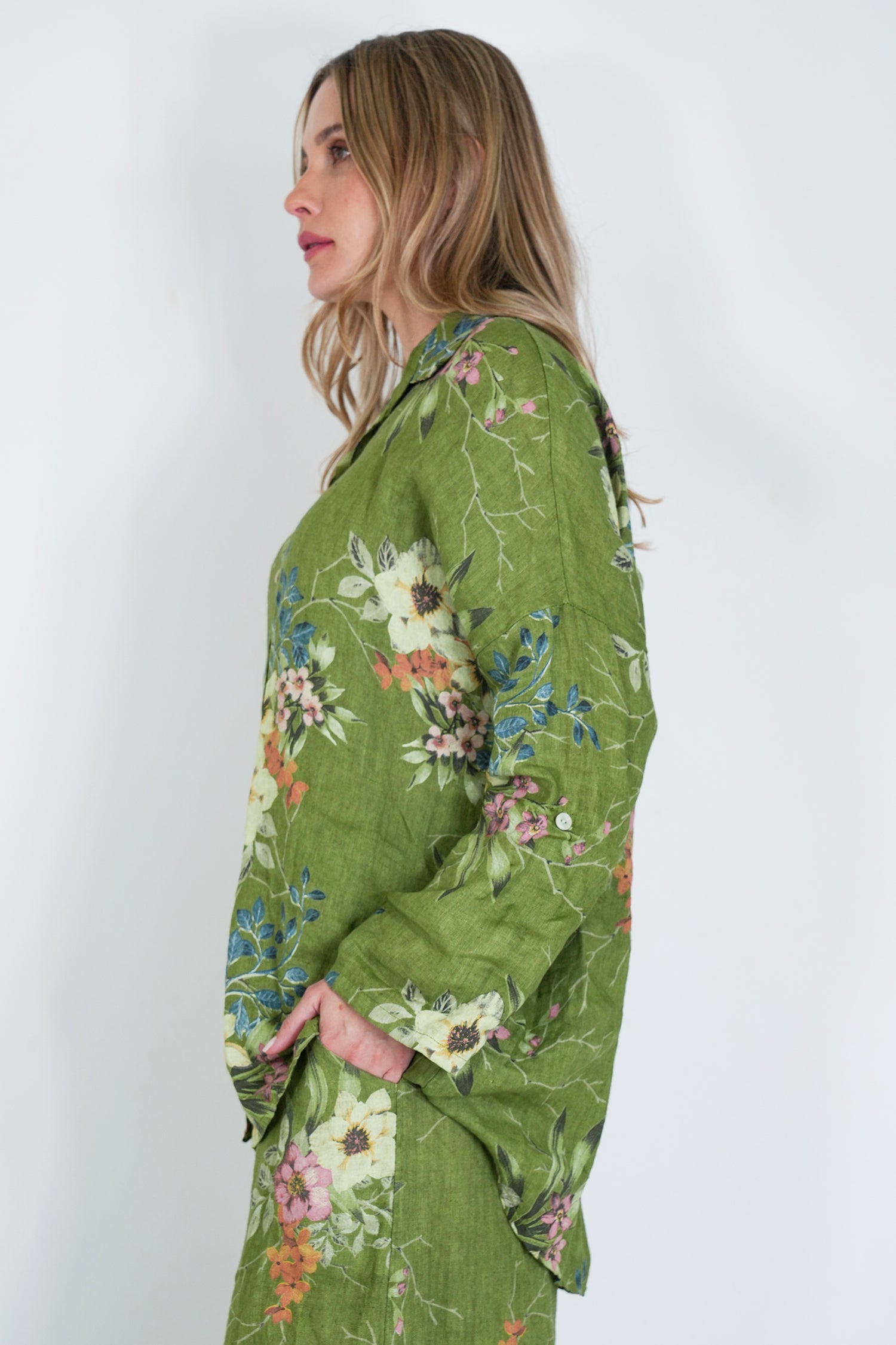 Green Meagan Linen Shirt