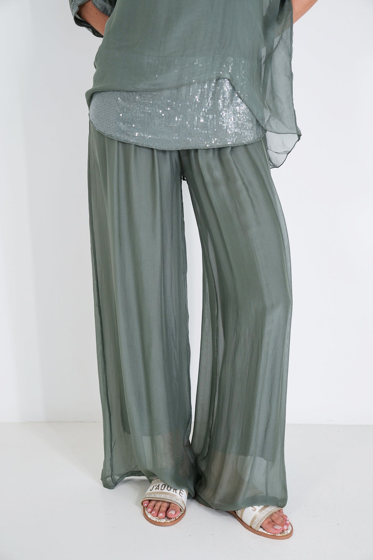 Olive Silk Harem Pant