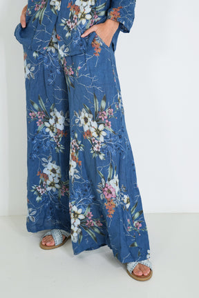 Blue Meagan Linen Pant