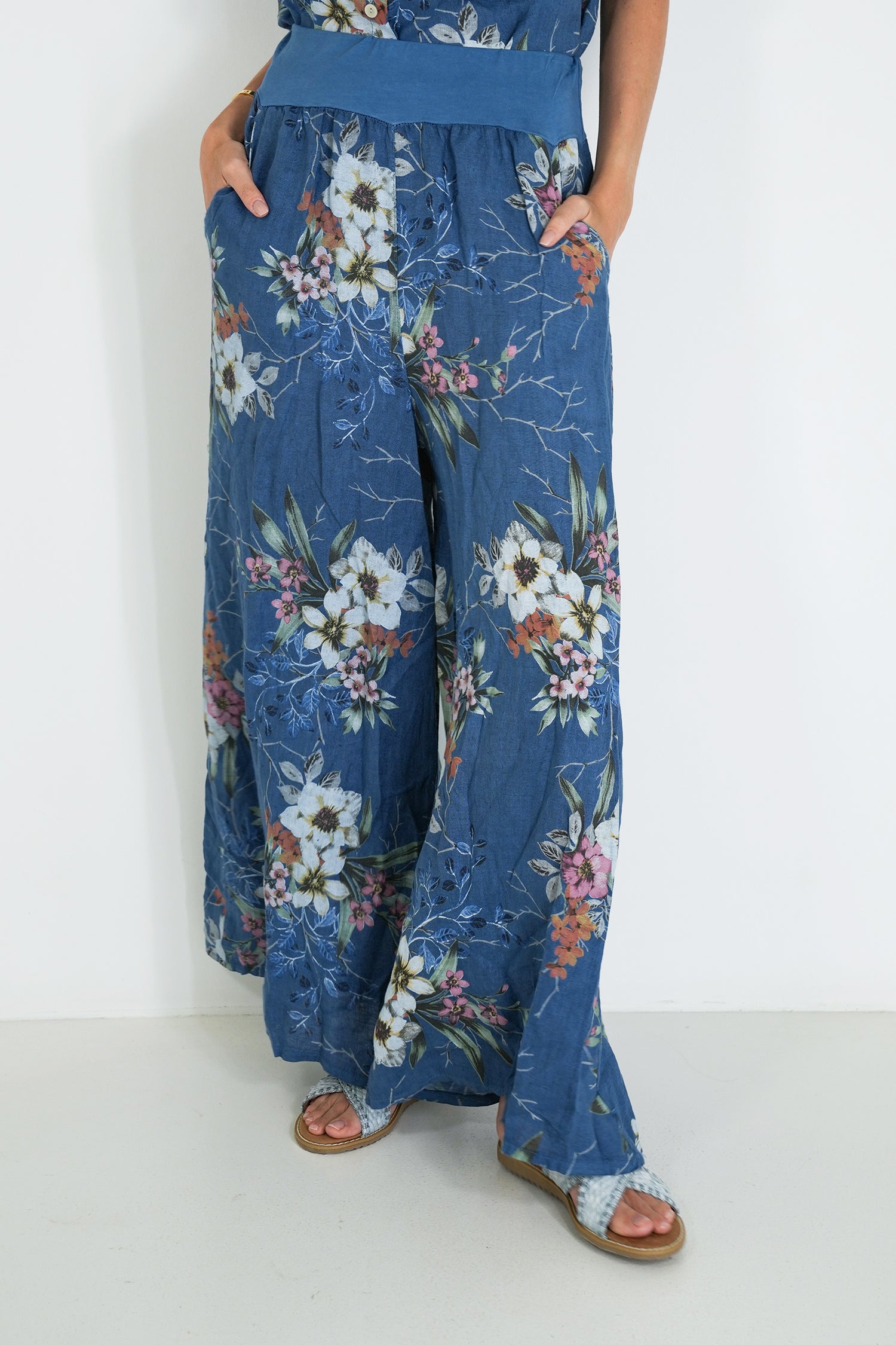 Blue Meagan Linen Pant