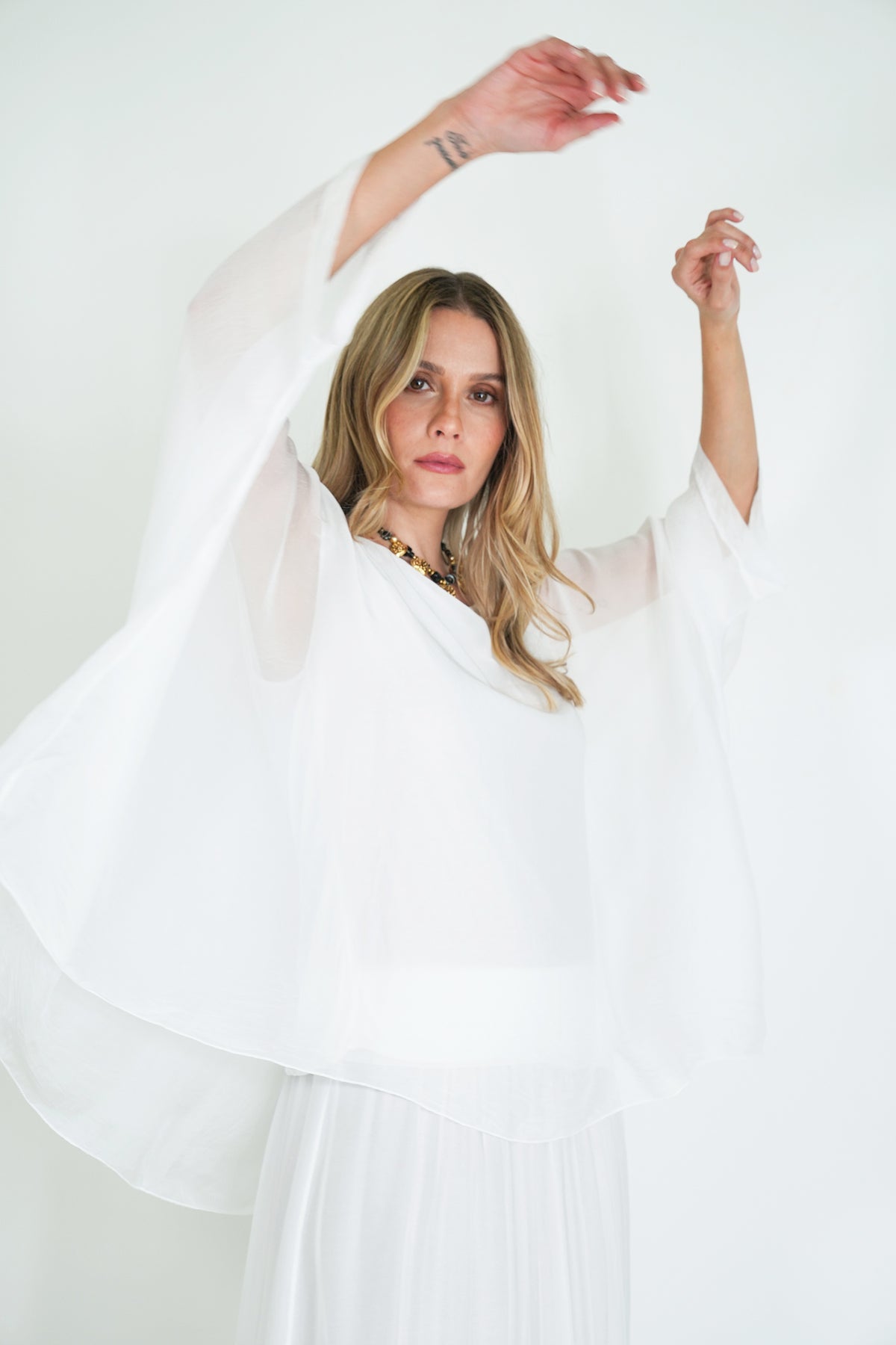 White Silk Poncho