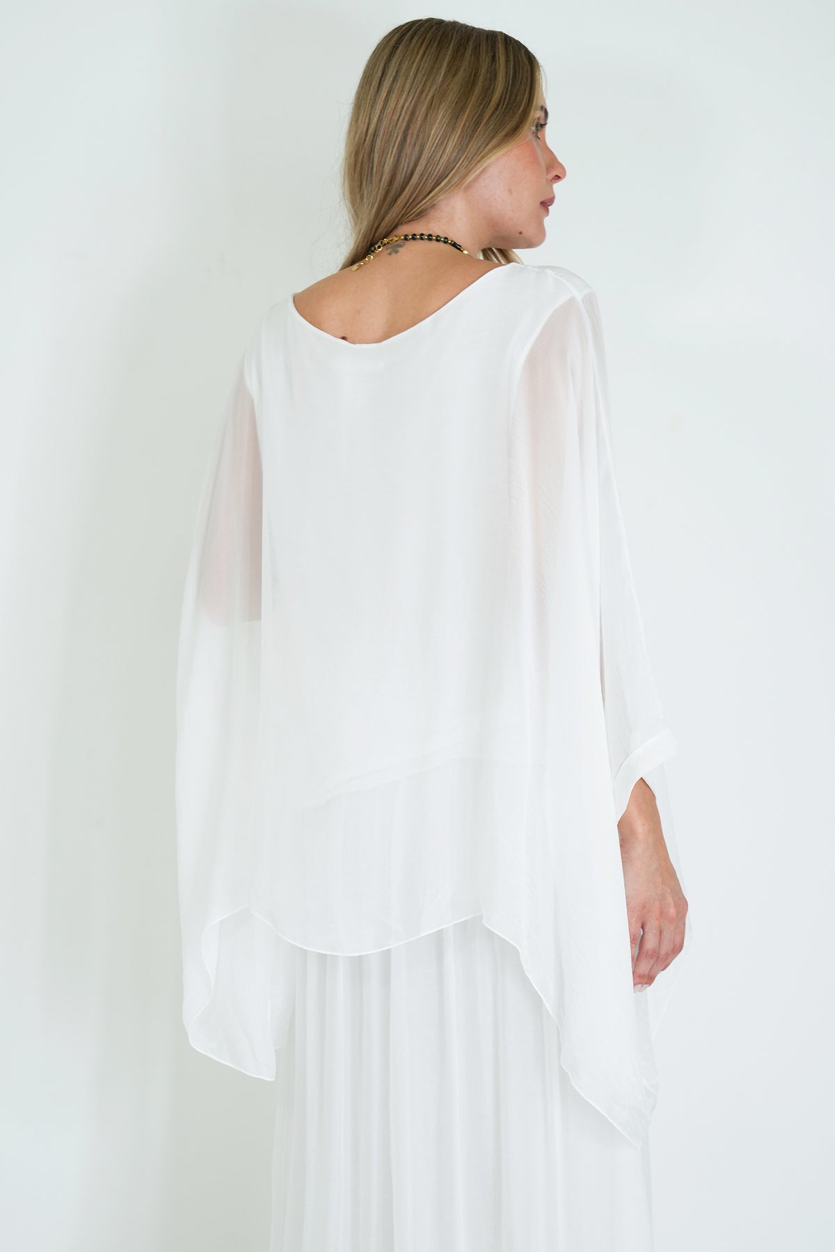 White Silk Poncho