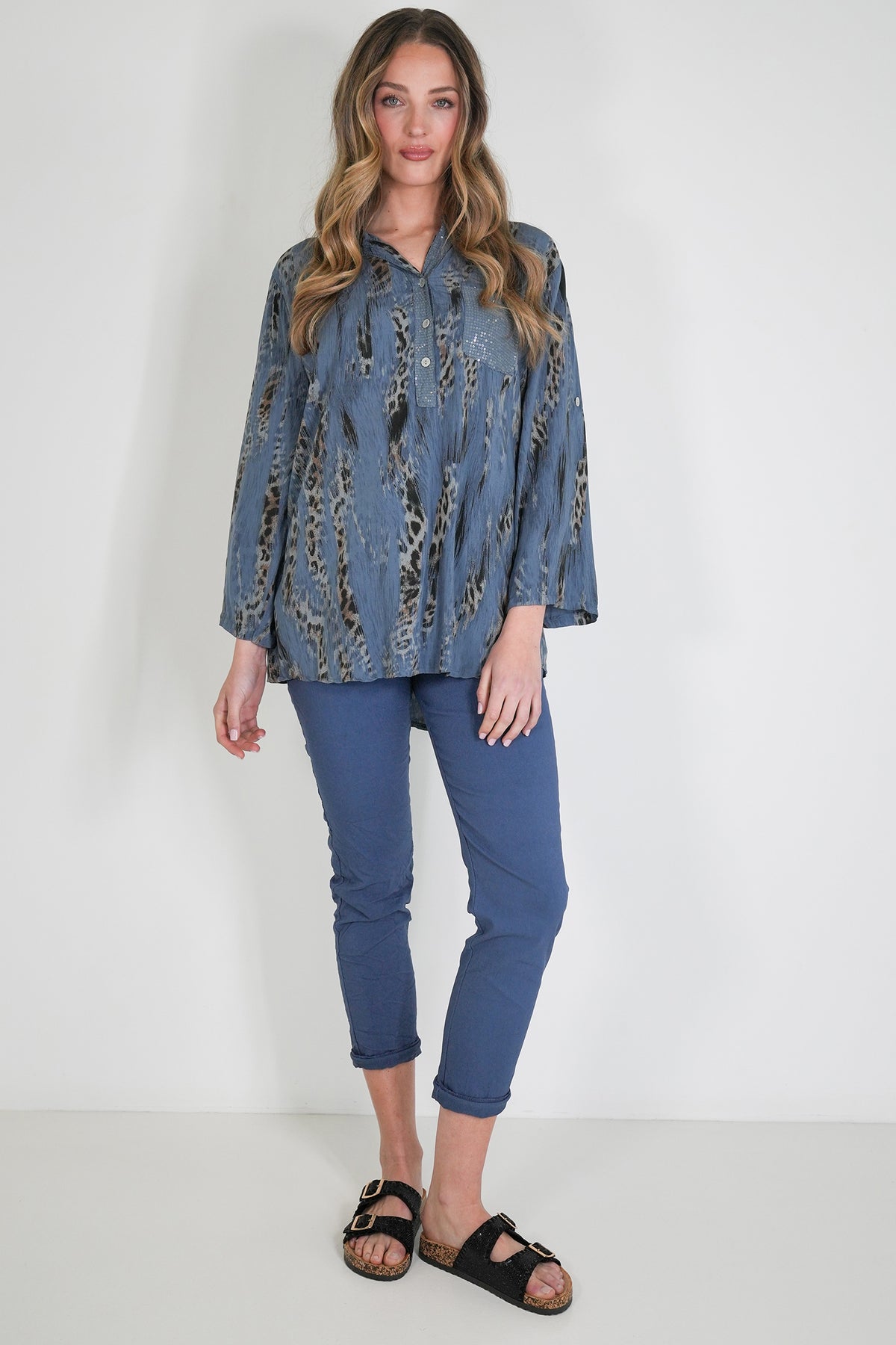 Blue Animal Print Shirt