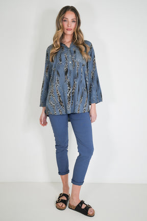 Blue Animal Print Shirt