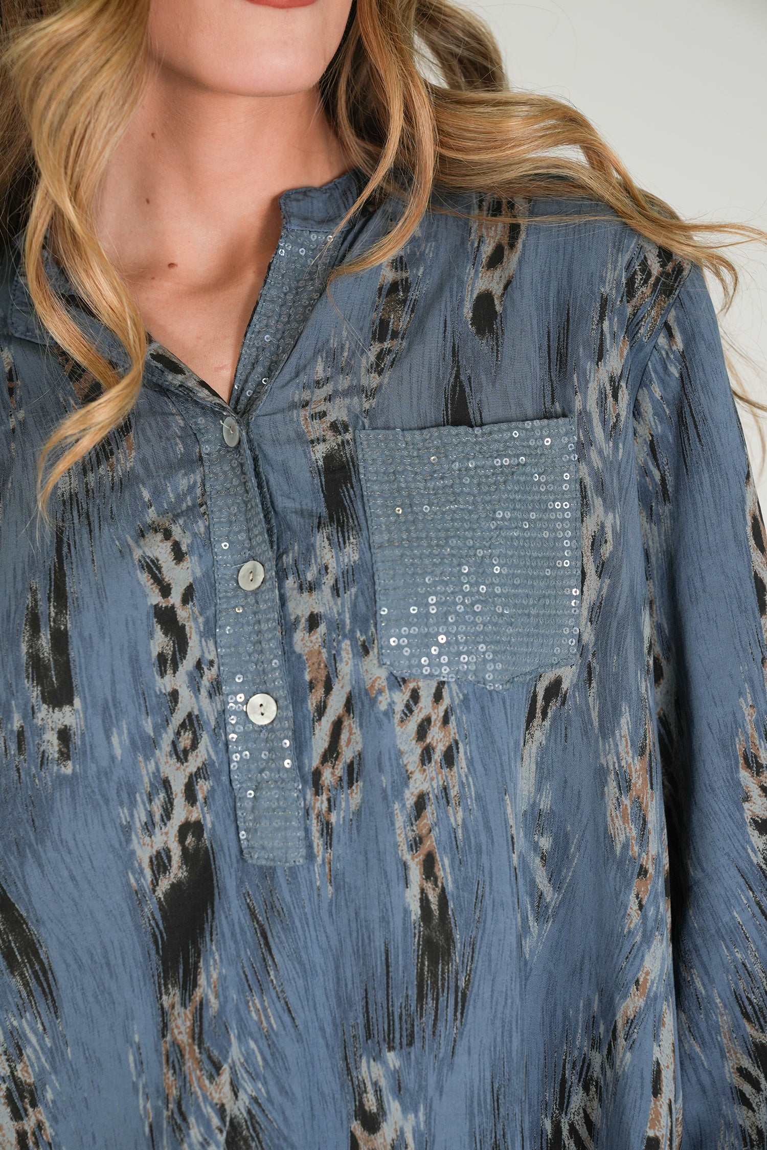 Blue Animal Print Shirt