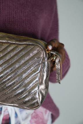Bronze Metallic Chevron Bag