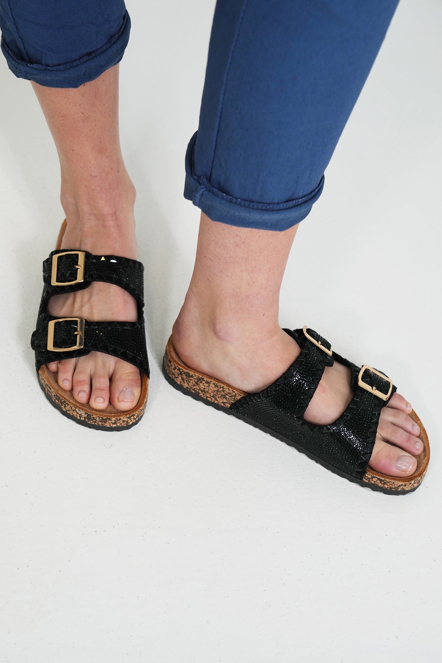 Black Embellished Slide