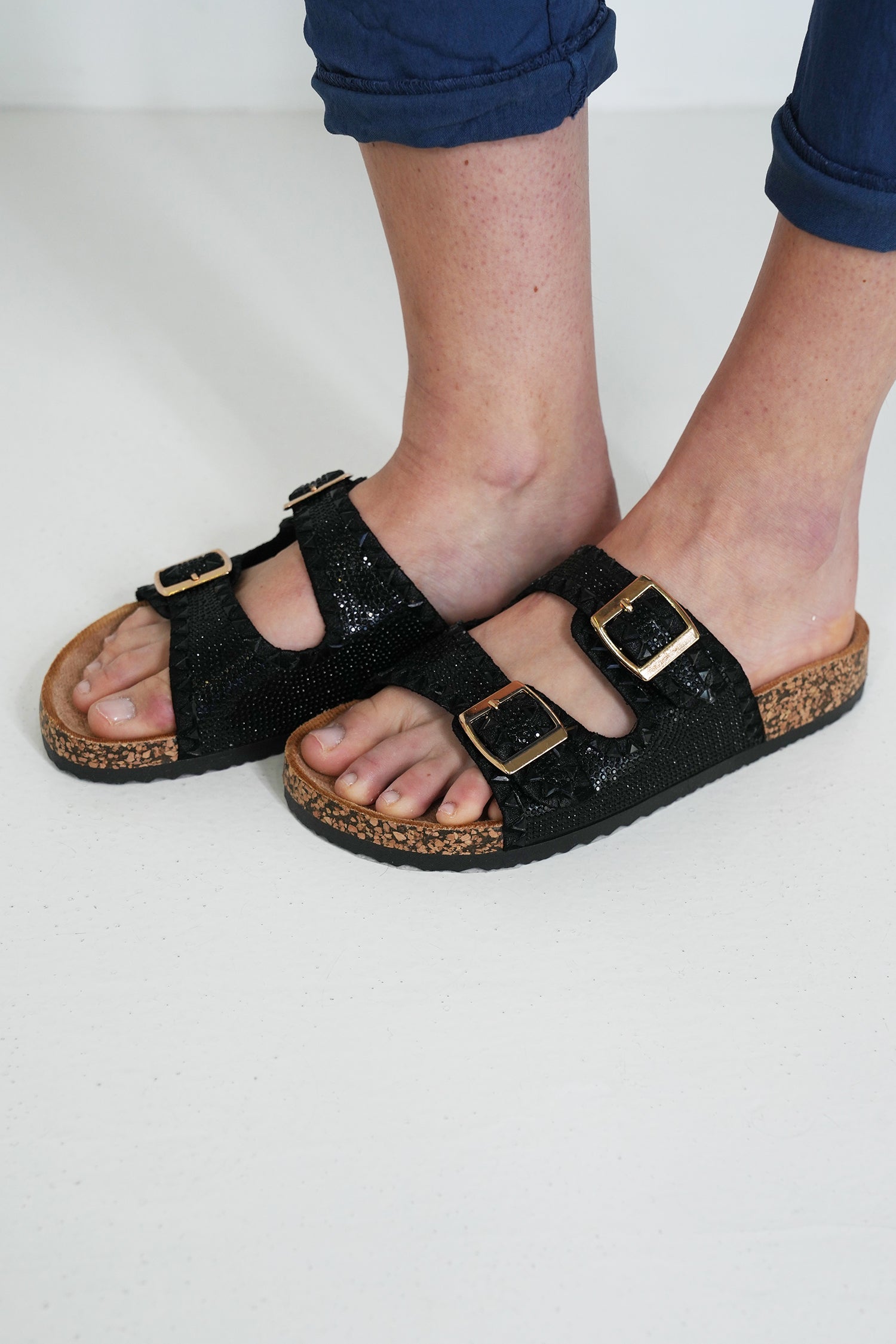 Black Embellished Slide