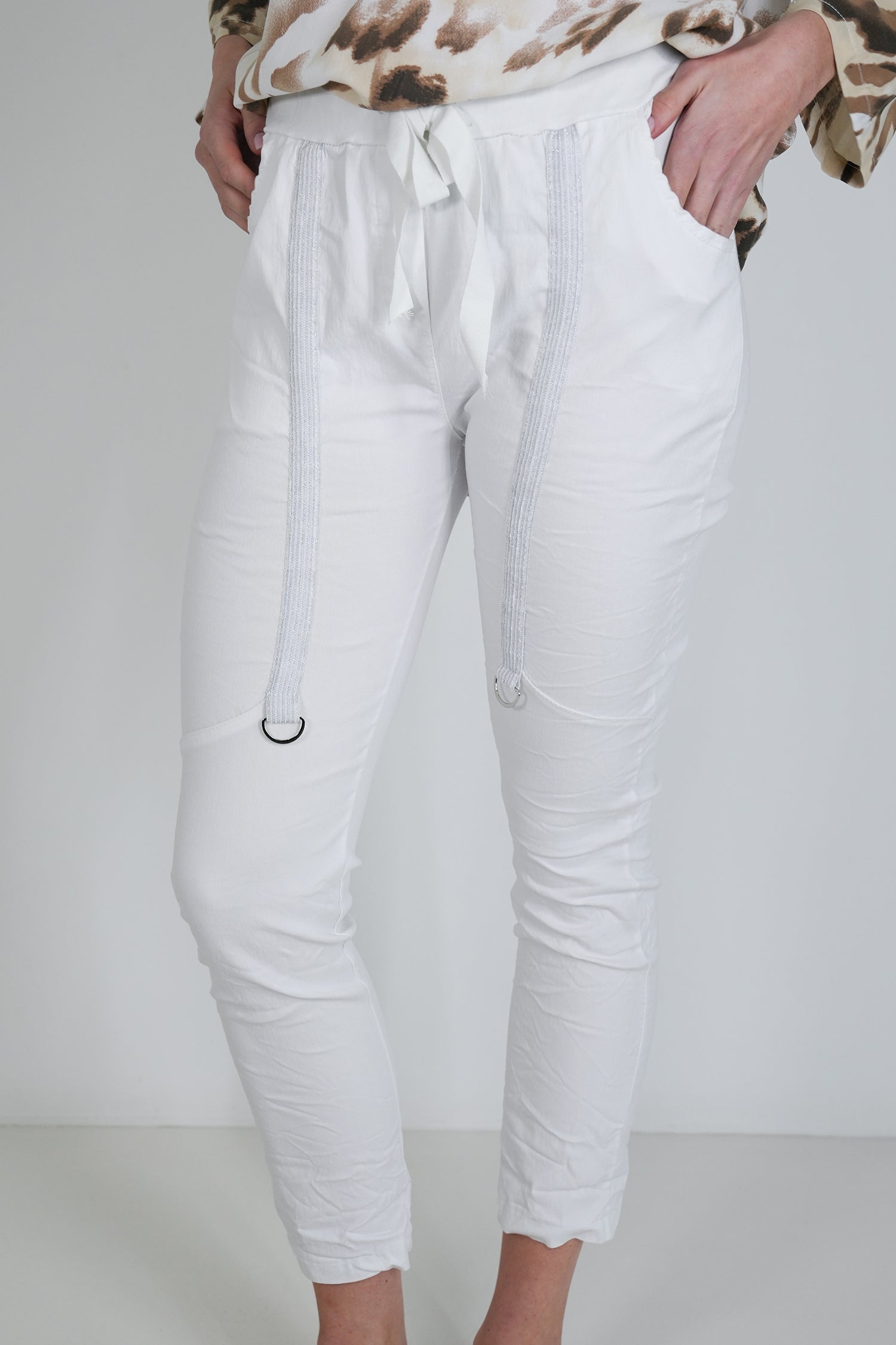 White Upstyled Jogger Pant