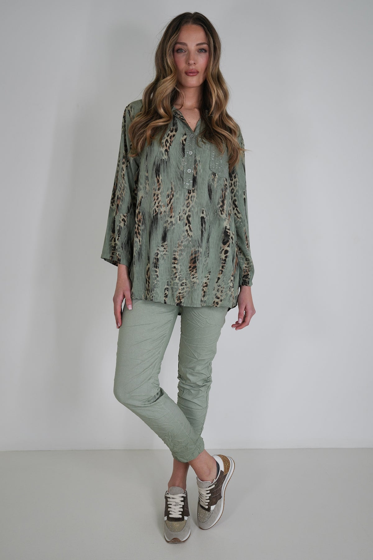 Olive Animal Print Shirt