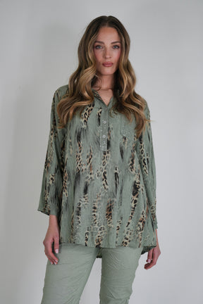 Olive Animal Print Shirt