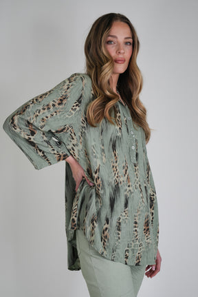 Olive Animal Print Shirt