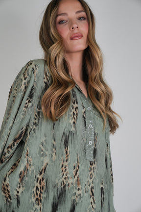 Olive Animal Print Shirt
