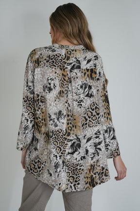 Taupe Leopard Floral Shirt