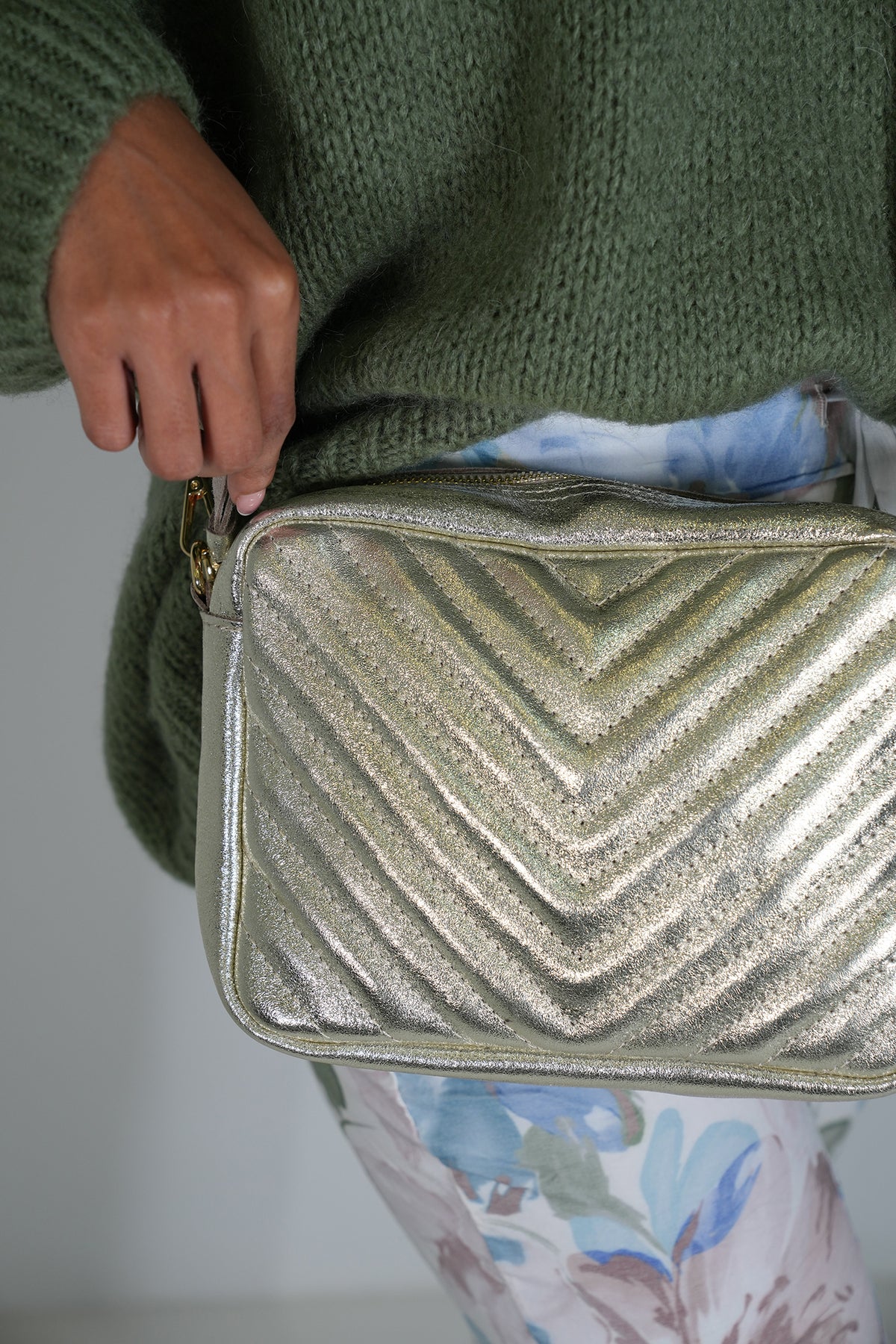 Gold Metallic Chevron Bag