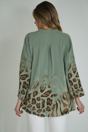 Olive Leopard Hem Shirt