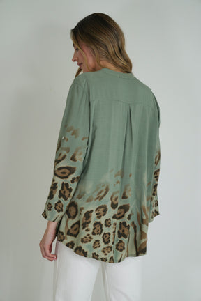 Olive Leopard Hem Shirt