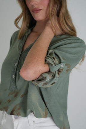 Olive Leopard Hem Shirt