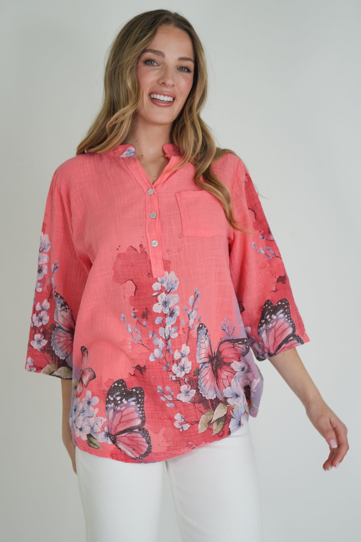 Coral Butterfly Shirt