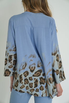 Blue Leopard Hem Shirt