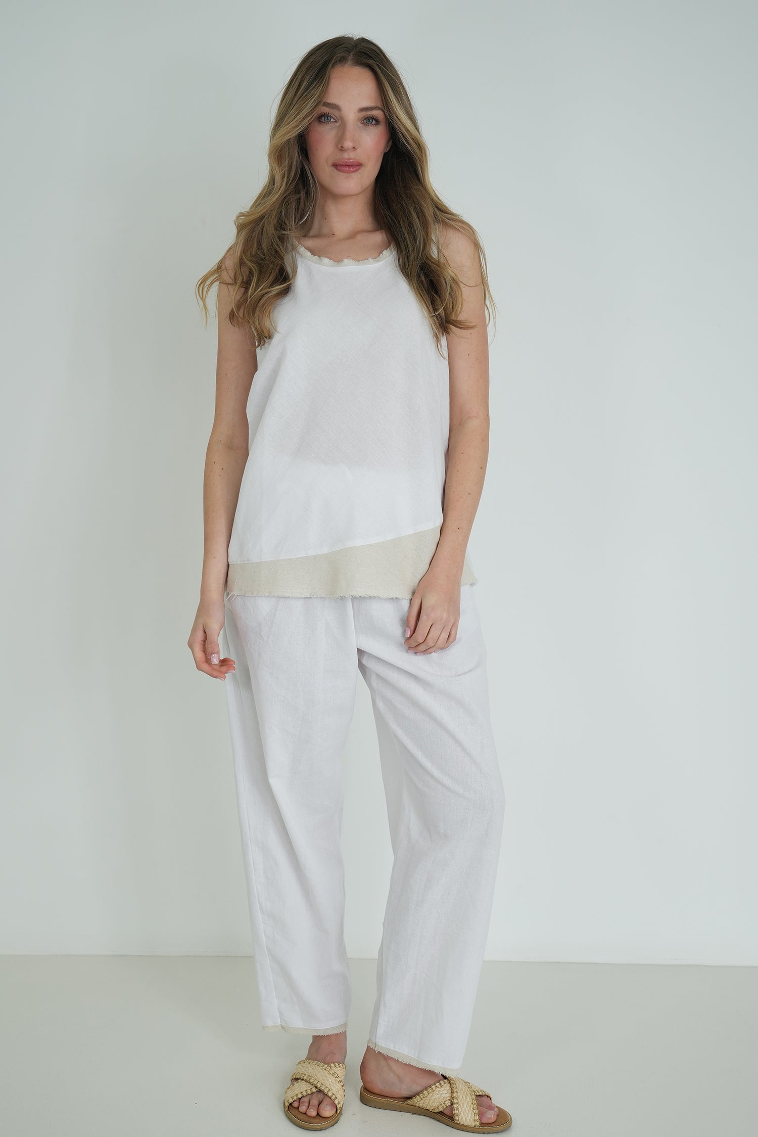 White Emily Vest, white top from Something Pretty, alternative view