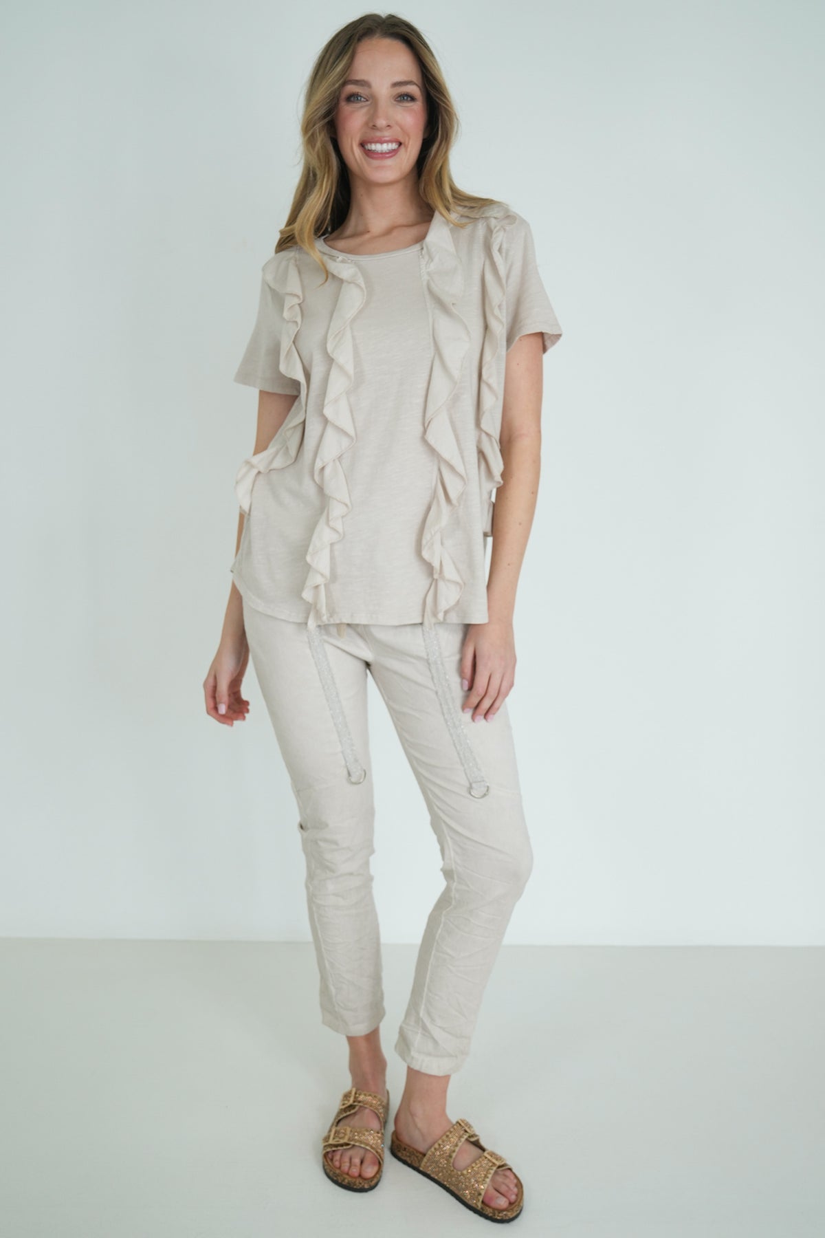 Beige Frill Tee